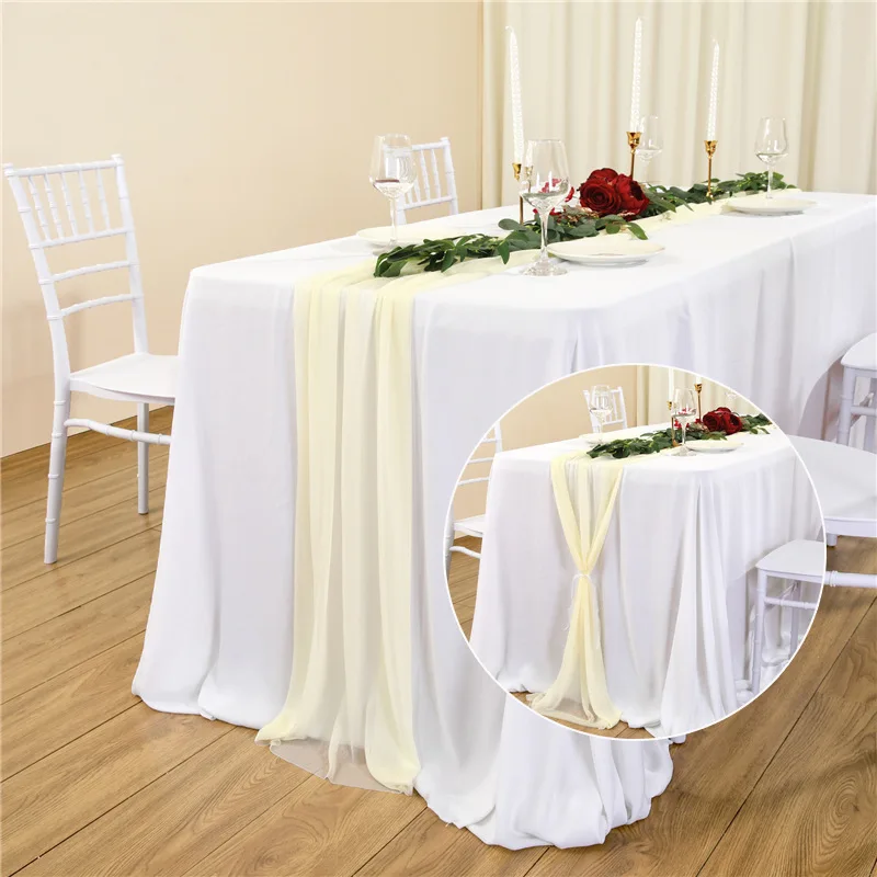 Sage Green Chiffon Table Runner, Sheer Wedding Runner, Romantic Rustic Table Runner for Wedding Christmas Table Decorations 3