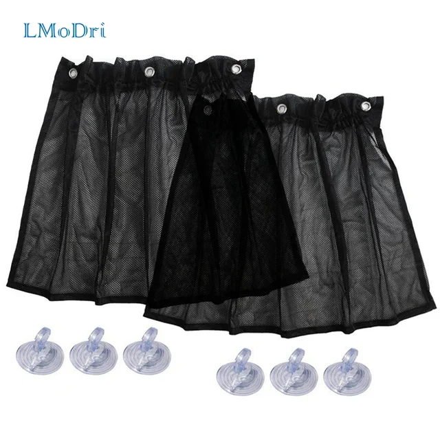 LMoDri 2Pc/Set Interior Car Side Windows Sunshade Mesh Gauze Auto Curtain UV Protection Window Foils With Sucker Breathable 1