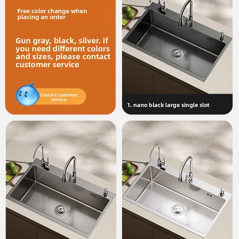 Stainless Steel 304 Kitchen Sink Thickened Large Single Bowl Handmade Undermount Vegetable Washing Basin Dishwashing Heavy Duty