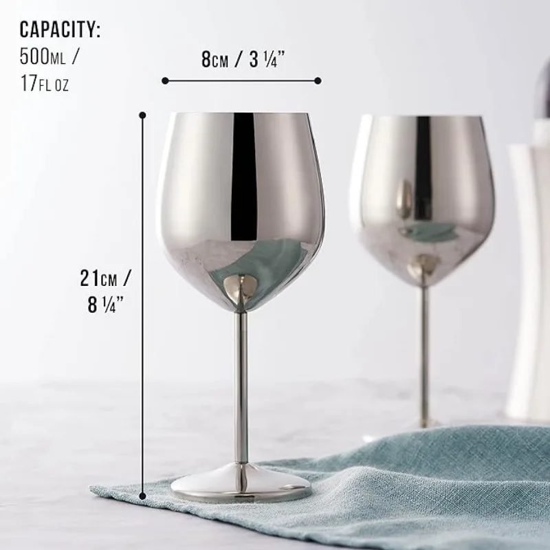 6PCS New Stainless Steel Cocktail Creative Metal Wine Bar Restaurant Champagne Red Wine Glass Barware Cup