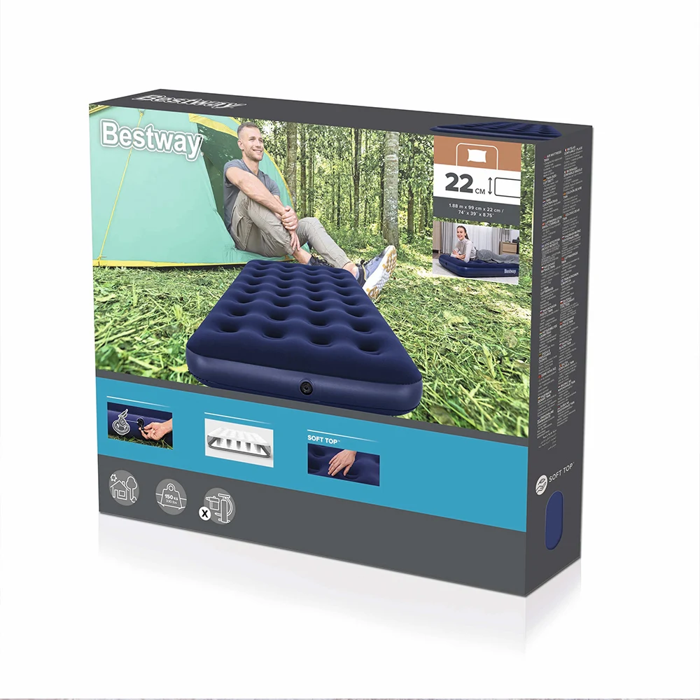 Bestway Inflatable Mattress Single Size Outdoor Camping Mattress Lunch Bed Thickened Portable Car Inflatable