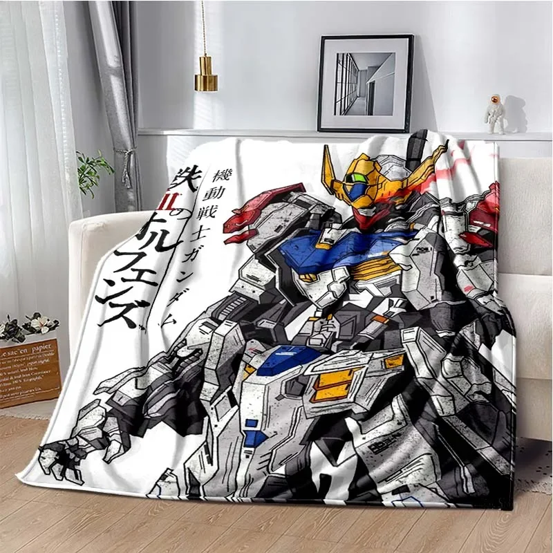 Bandai Gundam Cartoon Anime Throws Blanket Kids Super Soft Blankt for Travel Couch Sofa Picnic Bed Flannel Blanket Birthday Gift