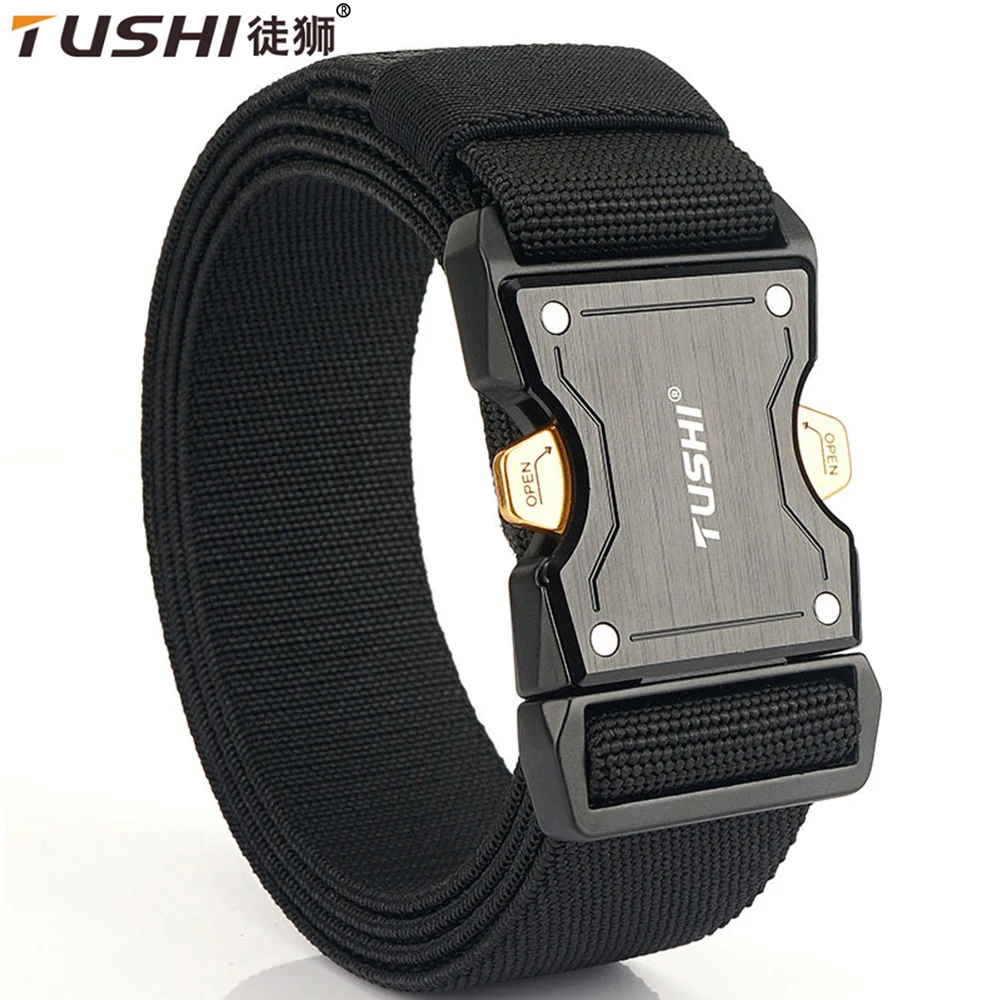 TUSHI Quick Release Pluggable Buckle Tactical Belt Tough Nylon Military Belt For Men Combat Durable Male Jeans Waistband Hunting