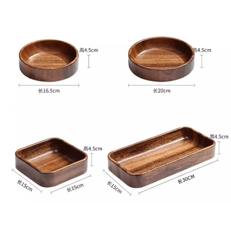 단단한 나무 트레이 아카시아 나무, 프리미엄 쿵푸 차, 작은 트레이, 과일 간식, 견과류, 디저트 접시, 데스크탑 보관 식기