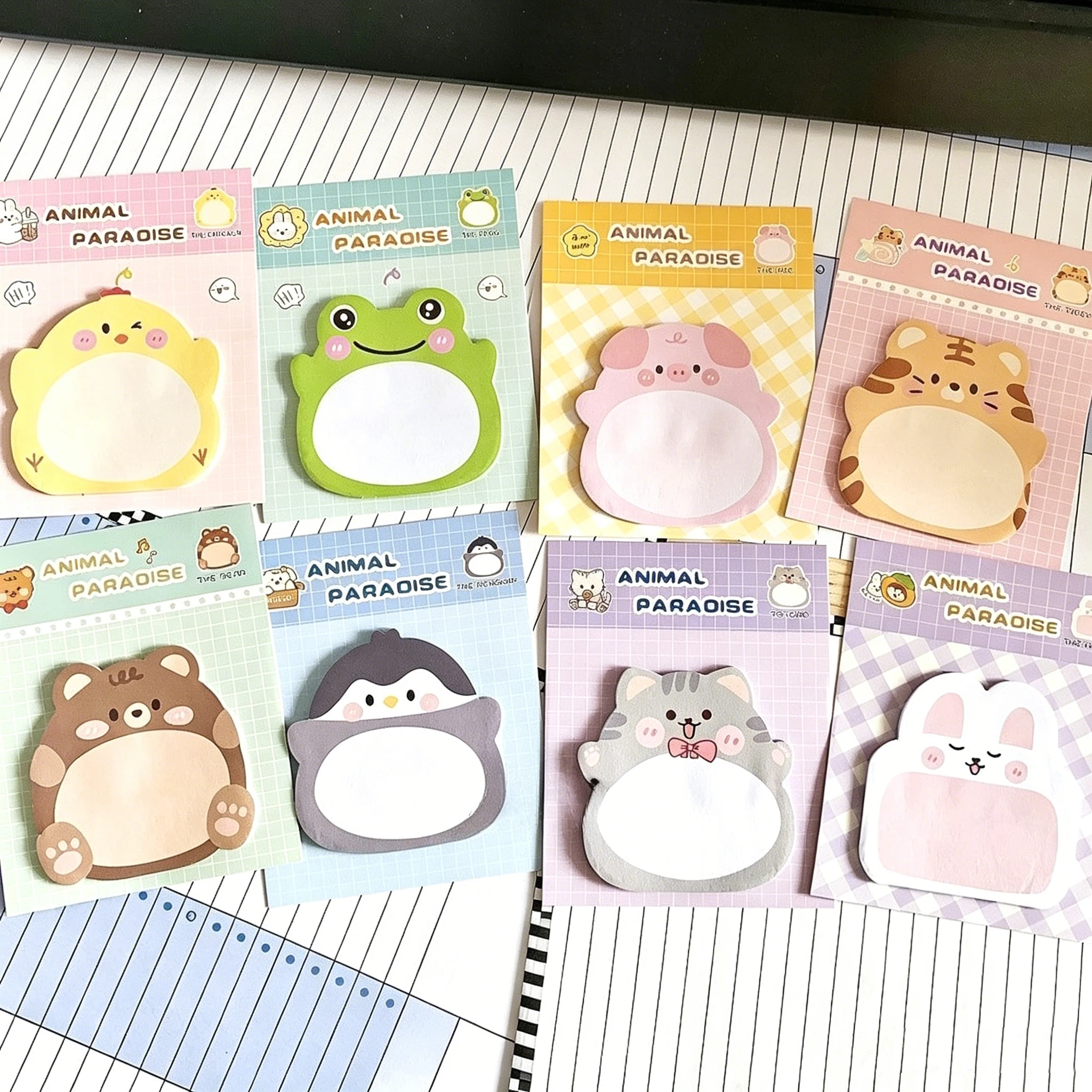8 Pack 3D Cartoon Animal Sticky Notes - Creative Desk Notepads