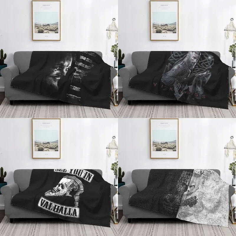 

See You In Valhalla Blankets Comfortable Flannel Winter Viking Odin Ragnar Skull Warrior Throw Blanket for Sofa Travel Bedding