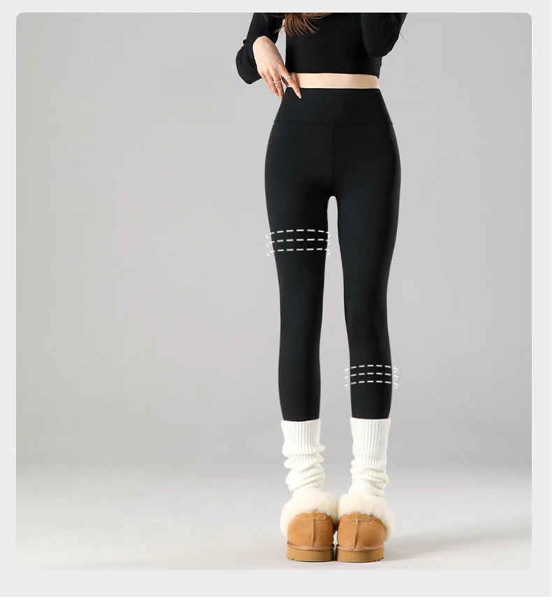 Thermal Fleece Leggings - High Waist Winter Warm Leggings With Rabbit Wool Insulation