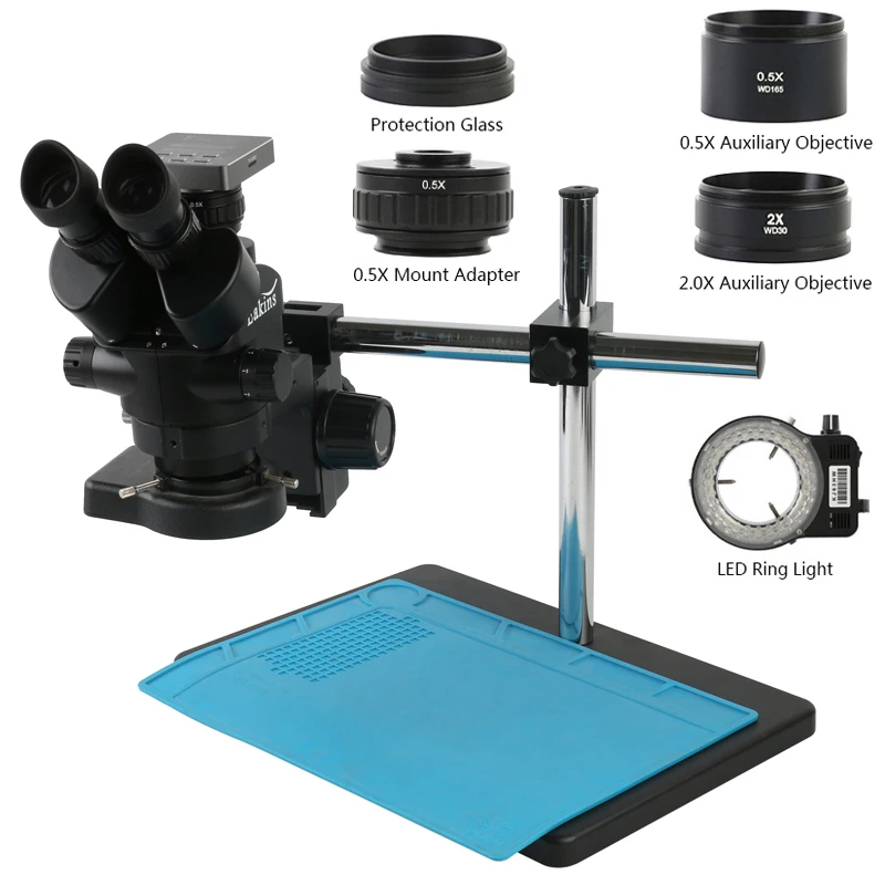 Eakins microscopio estéreo Trinocular Focal con Zoom 3.5X 90X, cámara de vídeo de 37MP, 1080P