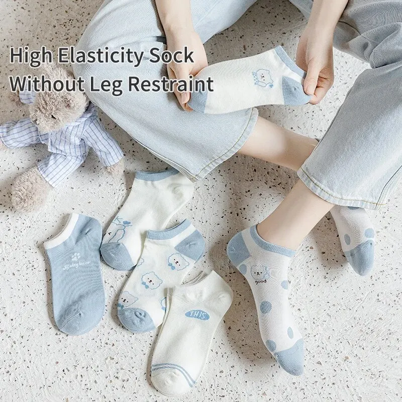 6 Pairs of Women's Spring and Summer Bear Astronaut Four Seasons Creative Fashion Space Sweet and Comfortable Socks 3