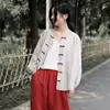 Pregnant Women's Retro Chinese Style Button Cotton And Linen Top Pregnant Women 2023 Spring and Autumn Shirt Maternity Top LF059 3