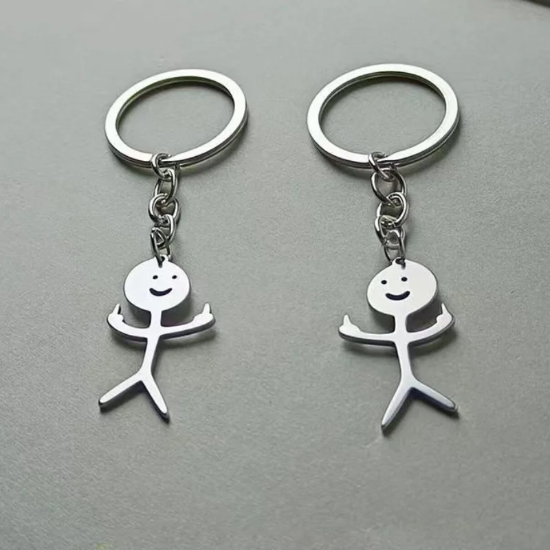 Stainless Steel Hip Hop Funny Doodle Pendant Keychain for Girls Car Key Chains Phone Chain Buckle Jewelry Accessories Gift