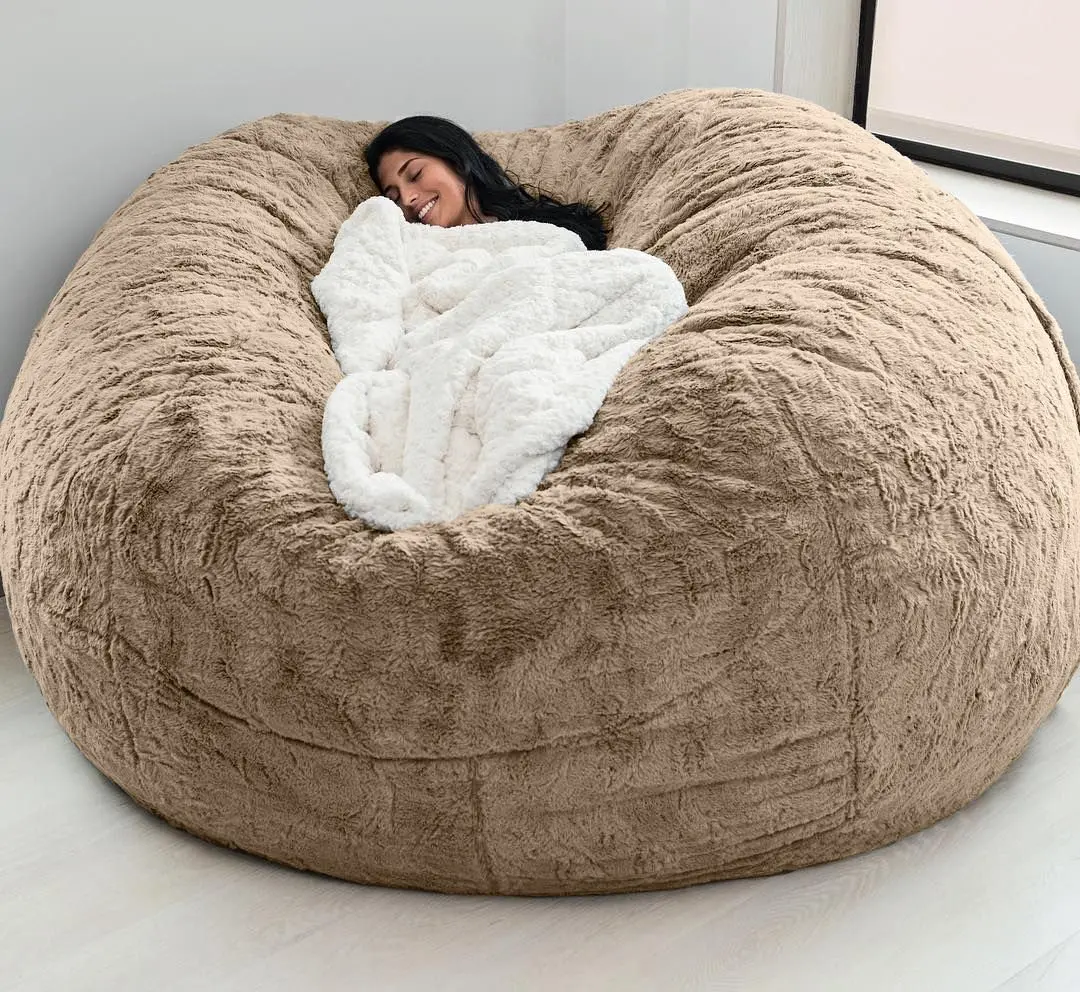

Recliner Cushion Cover Bean Bag Cover Ultra-soft Lazy Sofa Cover Elasticity Sofa Cover Soft Comfortable Fluffy Fur Bean Bag Bed