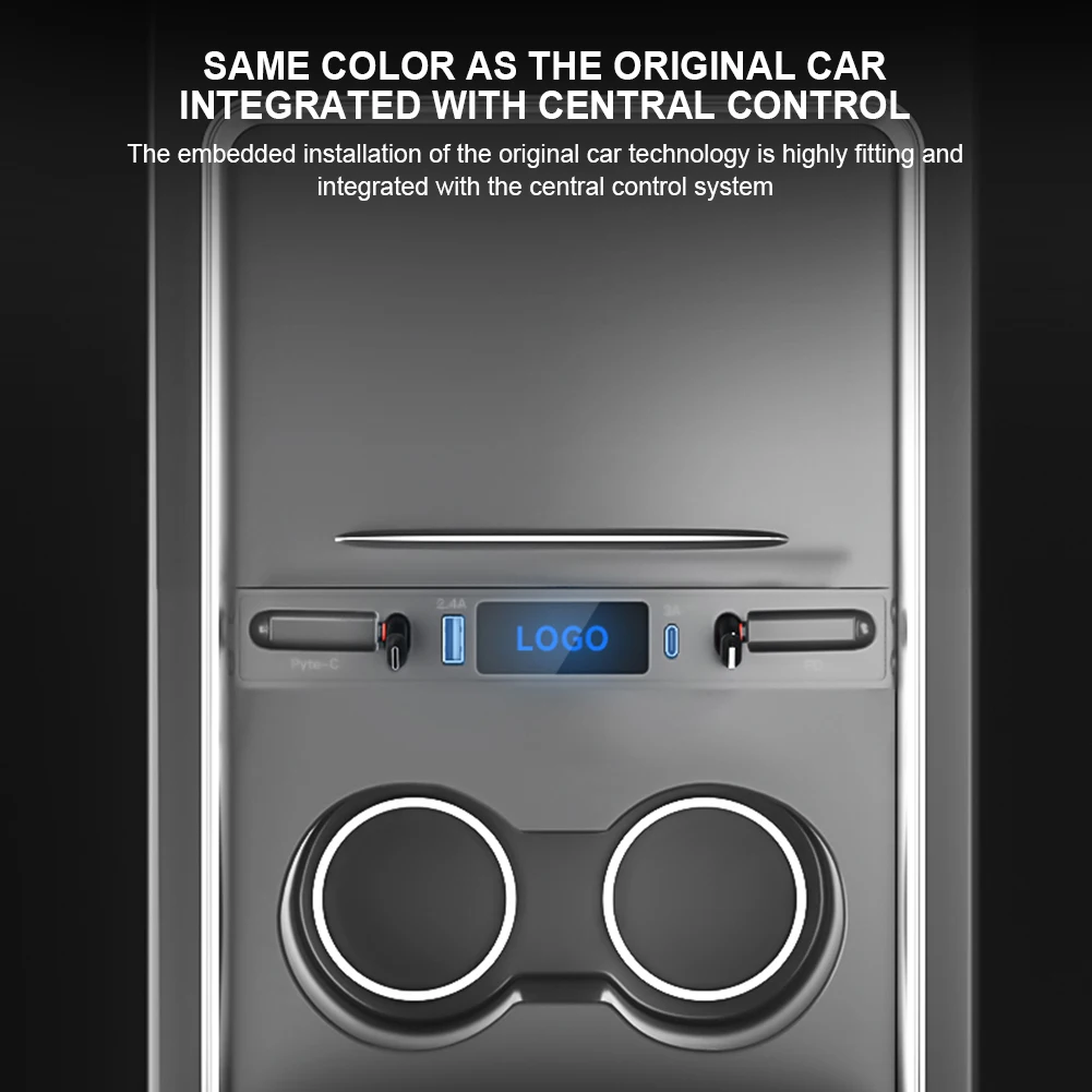 Type C Expansion Dock Digital Display QC3.0 Docking Station 27W PD Center Console Smart Sensor Plug and Play for Tesla Model 3 Y