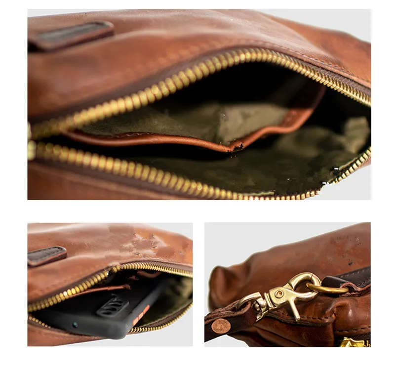 Fashion luxury natural genuine leather men's clutch bag handmade vintage real cowhide business credit card holder phone wallet