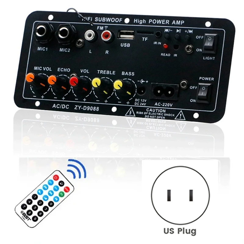 Bluetooth Audio Amplifier Board 120W Subwoofer Dual Microphone AMP Module For 4 Ohms 8-12 Inch Speaker (US Plug) Easy To Use
