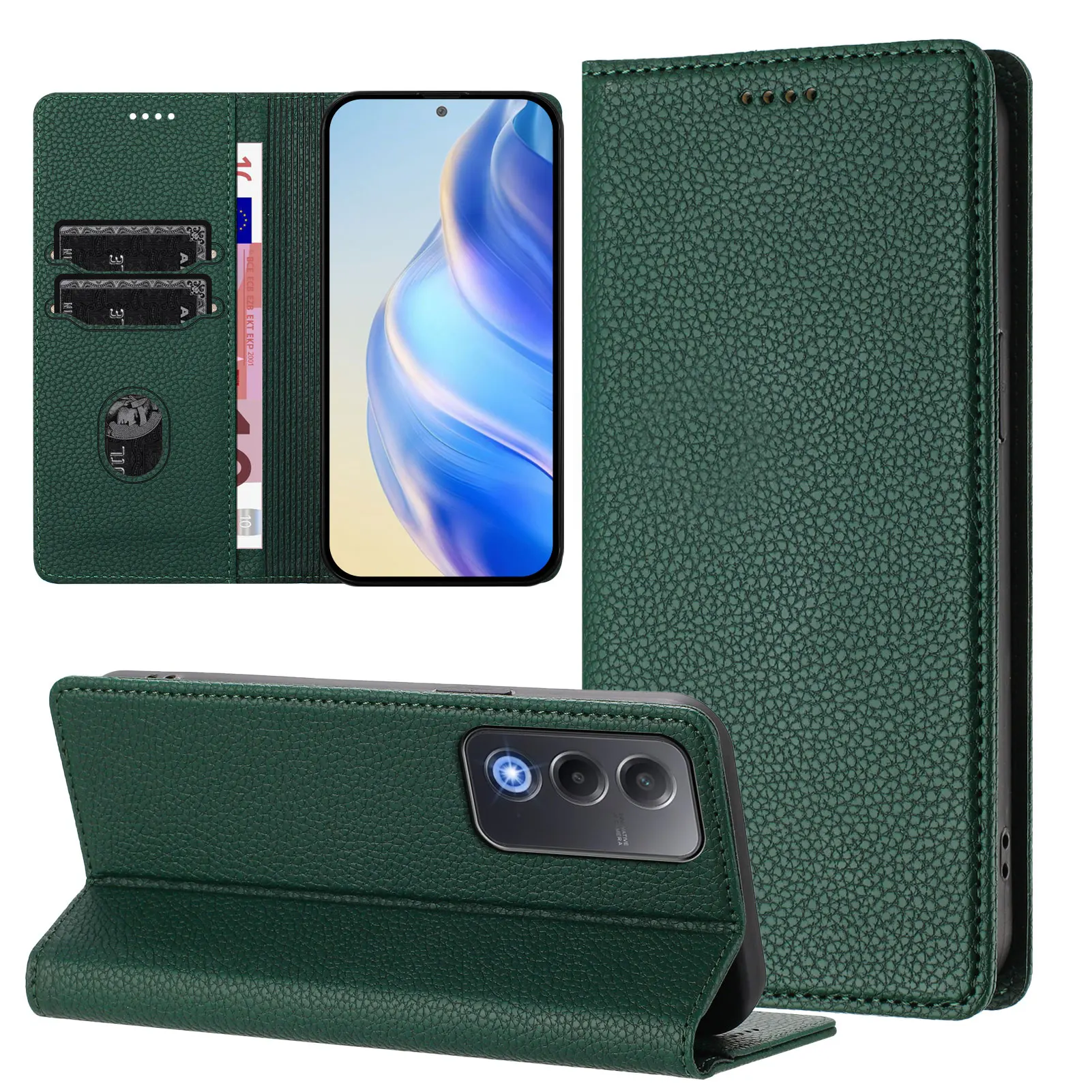 Vintage Slim Magnetic Leather Wallet Flip Cover with Card Slots