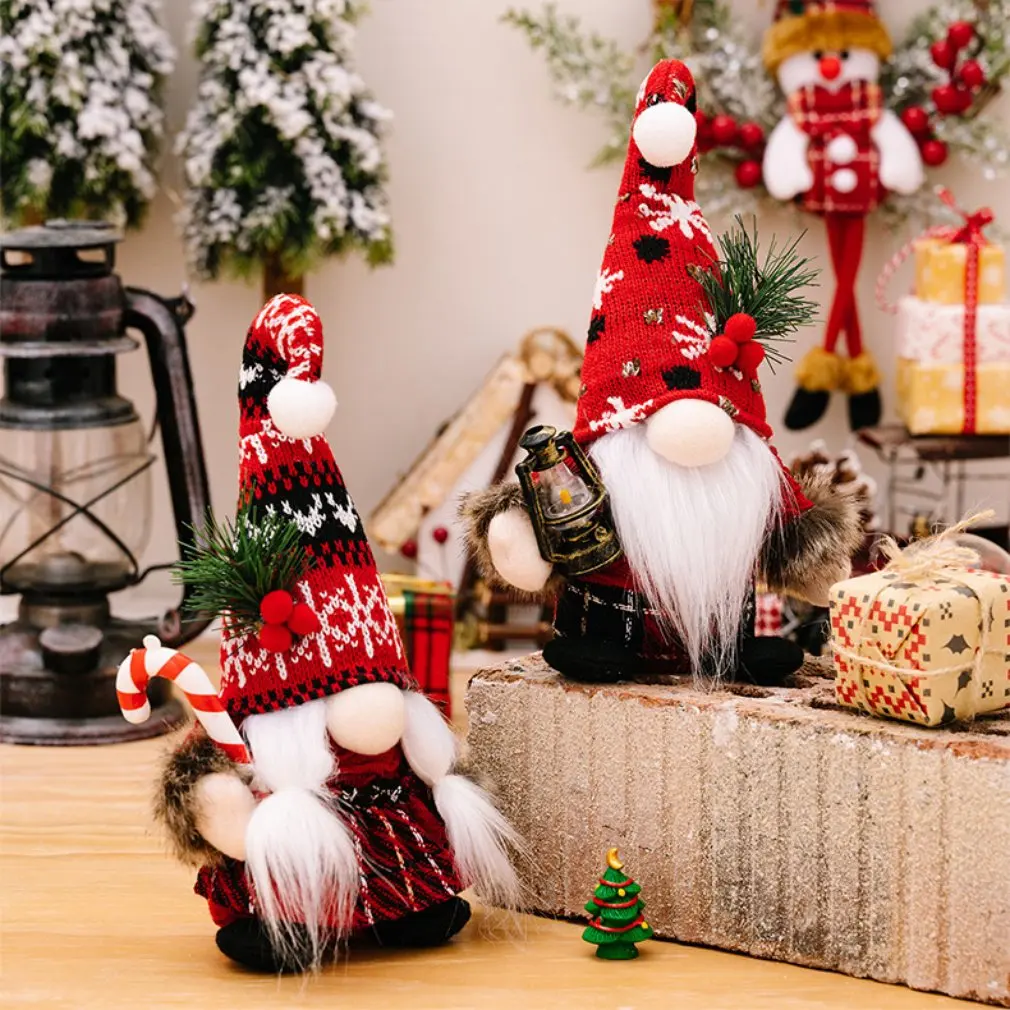 Christmas Decoration Supplies Striped Knit Hat Rudolph Hanging Legs Figurines Faceless Doll Gnome Ornament