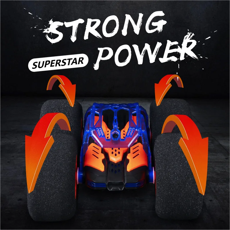 1 sponge four-wheel drive stunt car, wireless remote control toy car for boys and girls, 360 ° rotation and rolling 4