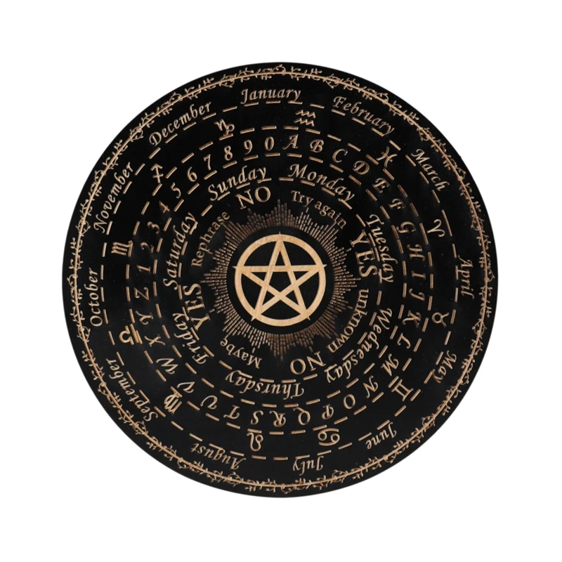 Tabla de adivinación de péndulo con conjunto de amatista con mensaje  metafísico Ouija, tablero de cristal de péndulo, tablero de madera para