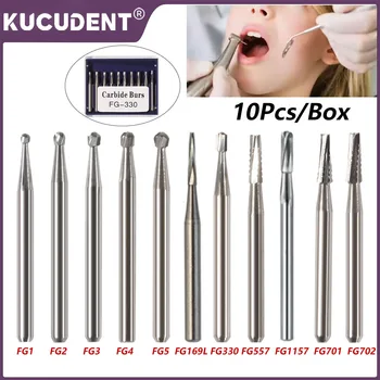 10Pcs/Box Dental Tungsten Carbide Burs Ball Round Head FG Series for High Speed Handpiece Dia.1.6mm Length 19mm FG330 FG169L FG1 1