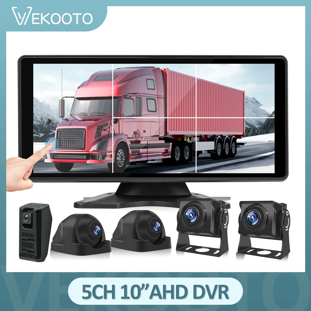 

10.36" AHD 5CH Monitor Recording DVR 1080P Rear View Camera Truck Vehicle IPS Touch Screen backup camera for bus Rv