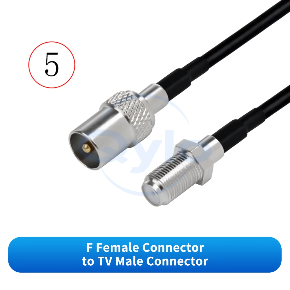 F-zu-TV-Stecker/Buchse-Adapterkabel, F-zu-TV-Verlängerungskabel, RG58, doppelt geschirmtes HF-Koaxialkabel, 0–6 GHz (1 Stück) – Detail 7