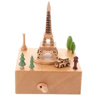 Wooden Music Box Eiffel Tower Shape Creative Design Soothing Melodies Gifts For Women Child Birthday Valentine Home Decor 1