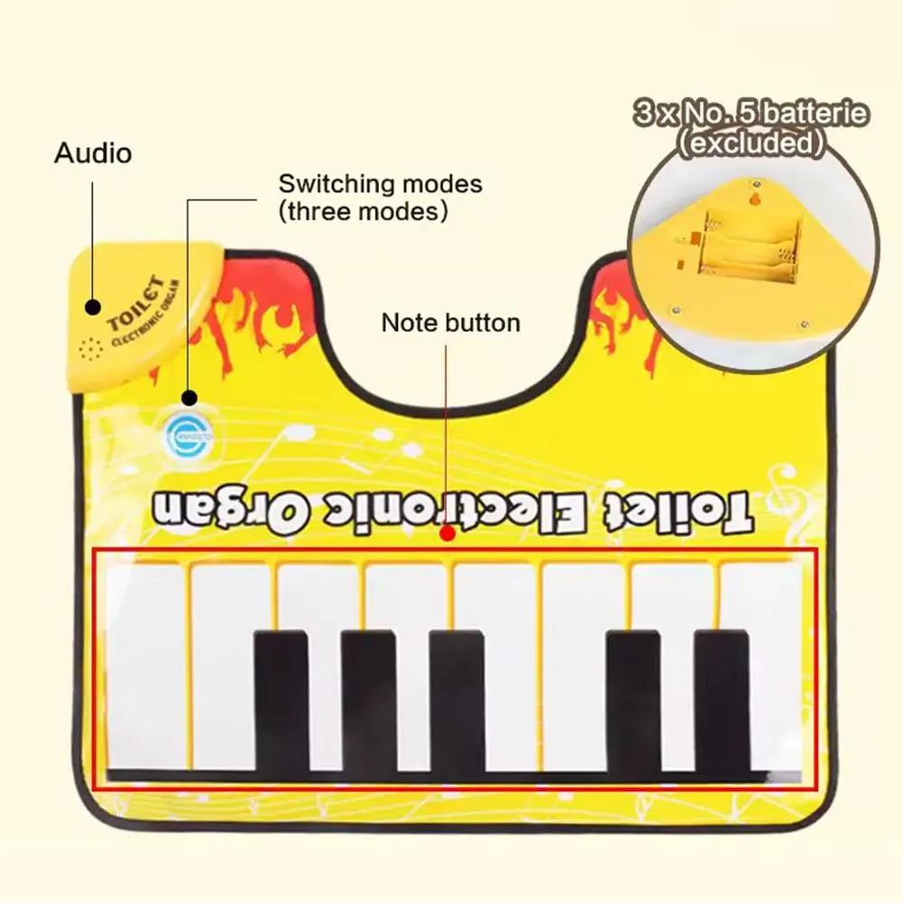 큰 사이즈 변기 피아노 소리 나는 러그, 욕실 재미있는 발가락 장난감, 전자 바닥 키보드 변기 키보드 매트, 뮤지컬 W9E5