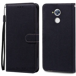 Luxury Leather Wallet Flip Case - Premium Phone Cover for Honor 6A (2016) (Black)