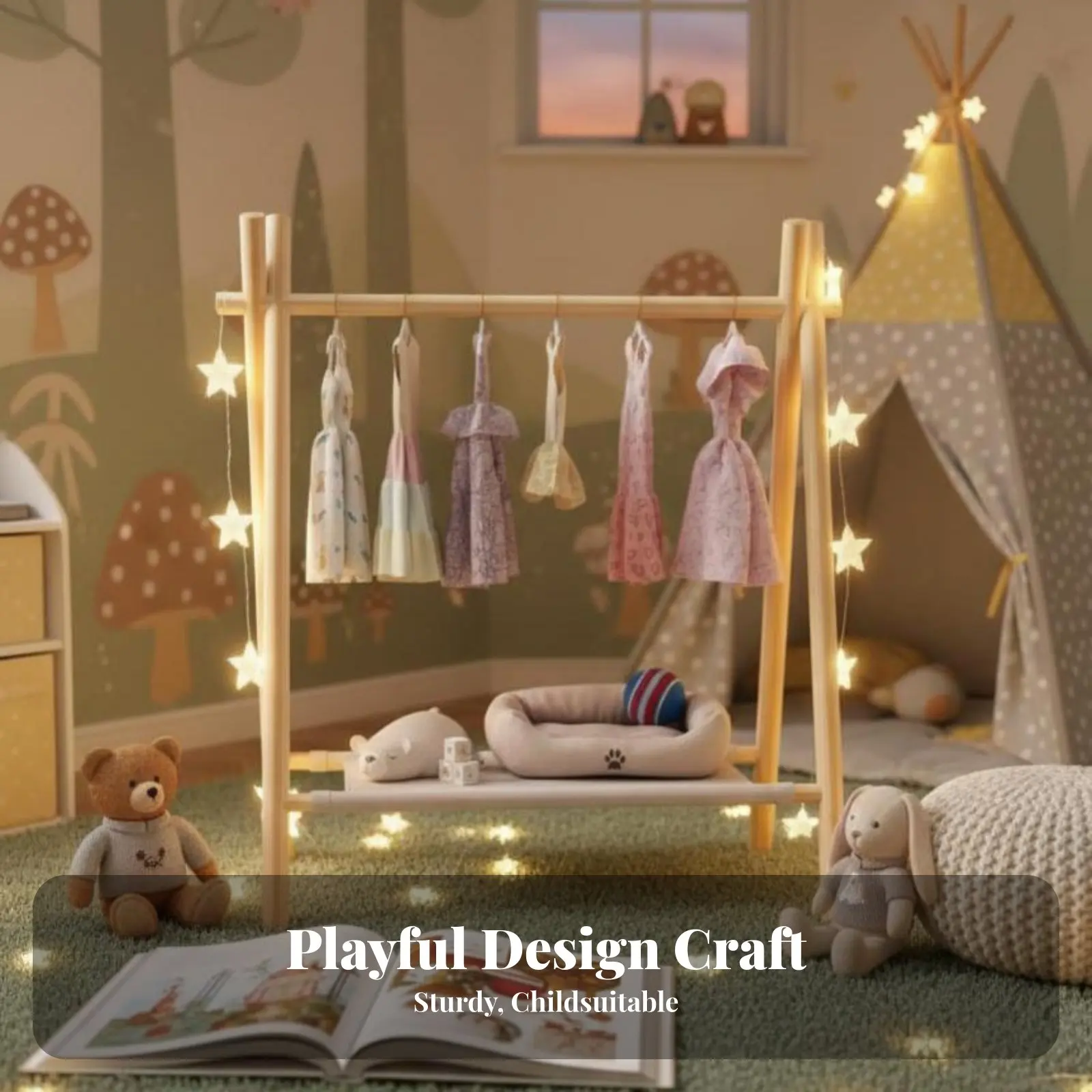 용 원목 옷걸이, 모서리가 둥근 용 가구, 견고하고 안정적인, 간편한 조립, , 부모, 침실용