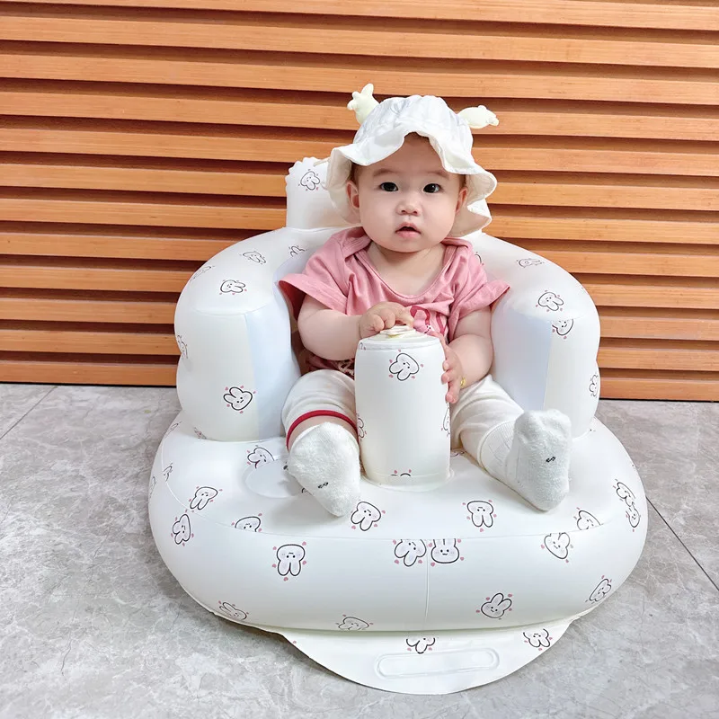 Baby Inflatable Seat Back Support Sofa for Sitting Up Floor Seater Portable Shower Chair Learn to Seat Dinosaur Dining Chair