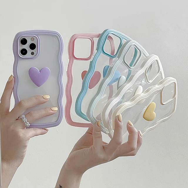 Shira Aestheticharajuku Love Heart Silicone Case For Iphone 13/12/11 -  Shockproof & Anti-scratch