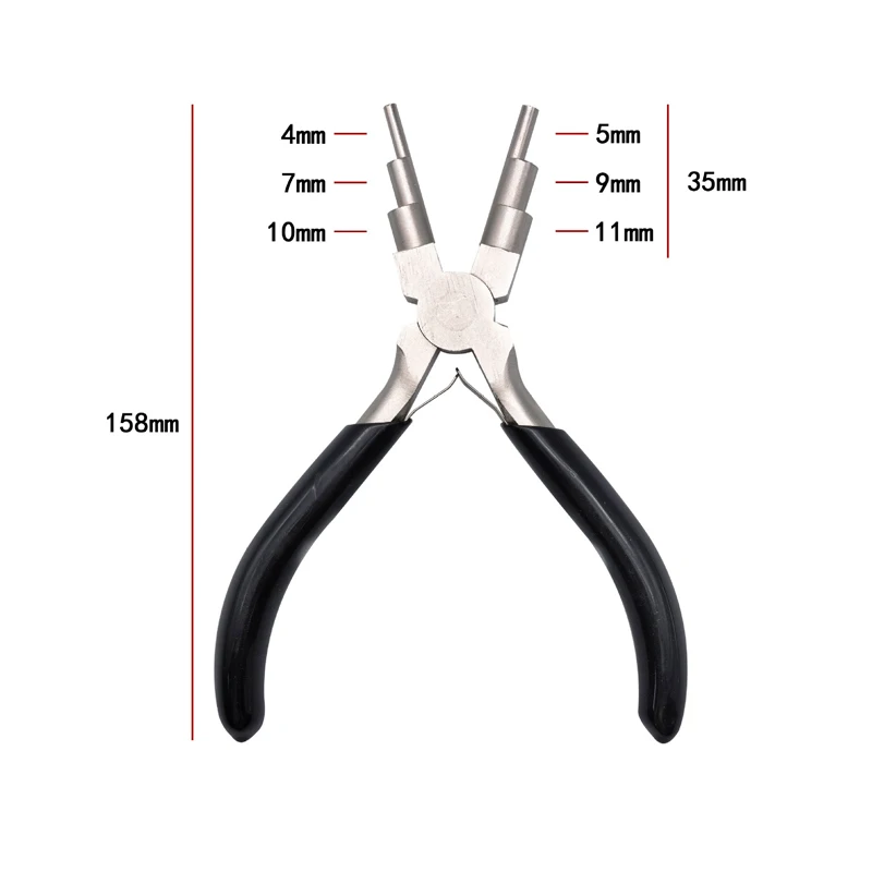 6 in 1 Bail Making Pliers for Multi-Step Ring Looping DIY Craft Carbon Steel Wire Bending Plier Jewelry Tools