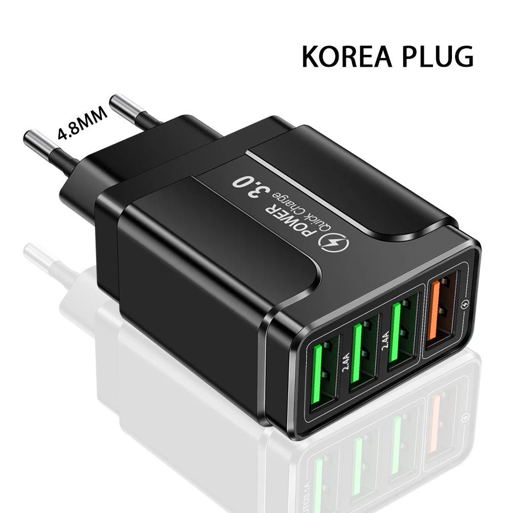 20W Multi-Port USB Fast Charger with Quick Charge 3.0 and KR Plug