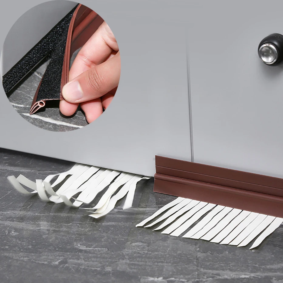 

93cm Door Bottom Seal Strip Self-Adhesive Sound Insulation Weather Stripping Under Door Draft Stopper Sealing Strip