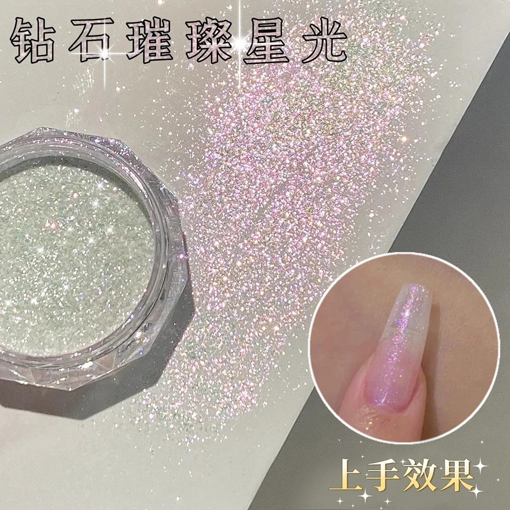 1 Jar Iridescent Pearl Effect Nail Art Powder - Mirror Chrome Aurora Mermaid Finish