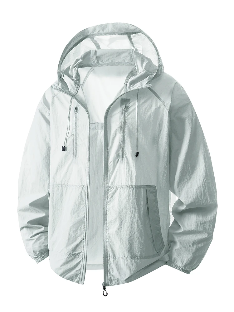 Women's Lightweight Hooded Summer Windbreaker Jacket with Sun Protection and Adjustable Drawstring