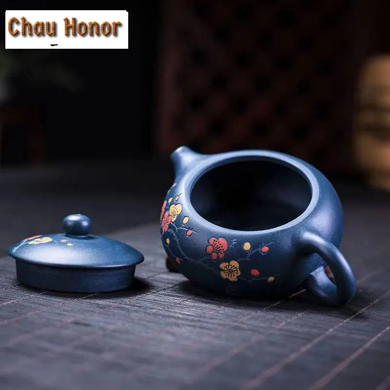 160ml Yixing Teapot Handmade Purple Clay Kung Fu Kettle Flat Xishi Pot Gift Box Household Teapot Chinese Tea Set Kung Fu Tea Set