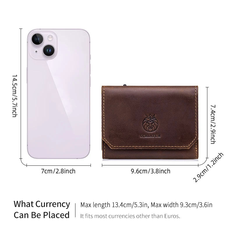 Genuine Leather RFID Blocking Minimalist Smart Wallet with Metal Card Holder