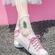 

Short Socks Women Spring and Summer Transparent Pure Color Set Diamond Nylon Mesh Tube Fashion Little Fresh Girl Stacking Socks