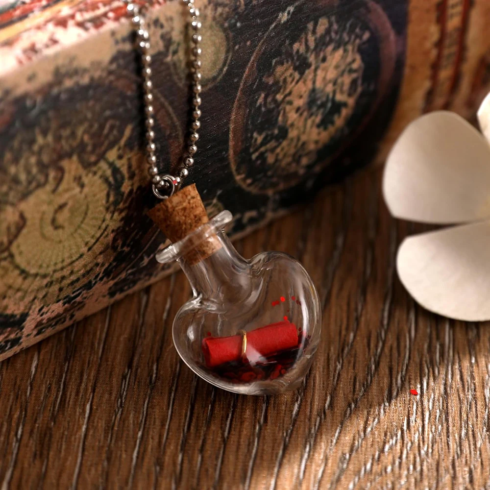 12 Pieces Mini Glass Bottle Cute Jars Vials with cork Wish Bottle glass vial pendant (Love Heart) 4