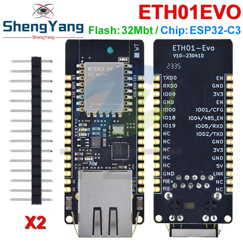 TZT ETH01-EVO Enlightenment Display ESP32-C3-Modul WIFI Bluetooth Ethernet 3-in-1 Internet der Dinge Gateway Aktualisiert WT32-ETH01