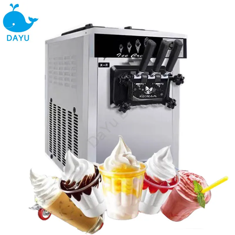 Commercial Soft Ice Cream Machine High Quality Puffing 2+1 Flavors DY-618 Freeze Equipments Vertical Sweet Cone Maker