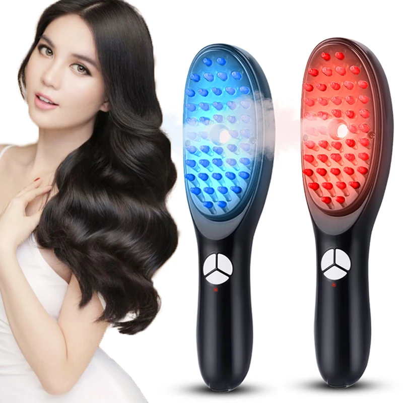 

Electric Blue Red Light Therapy Massage Comb Scalp Massager for Hair Growth Negative Ion Spray Head Scalp Hair Massager Brush