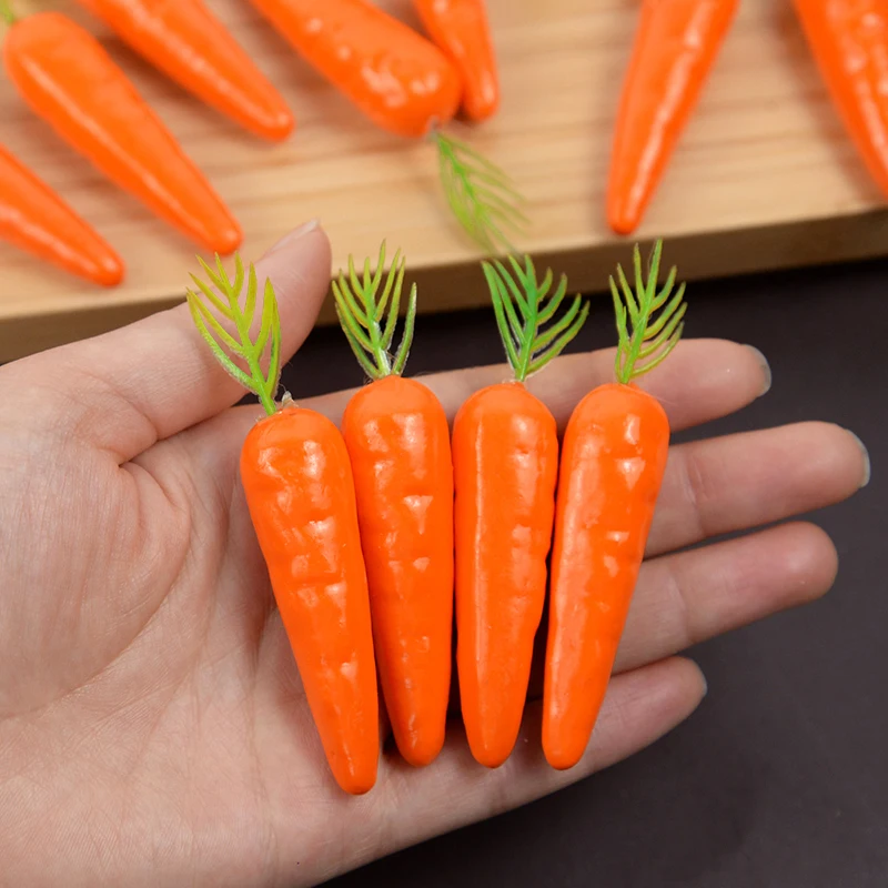10/25/50Pcs Easter Artificial Carrot Mini Foam Vegetable Fruits Happy Easter Decoration Ornament for Home Table Kids DIY Crafts