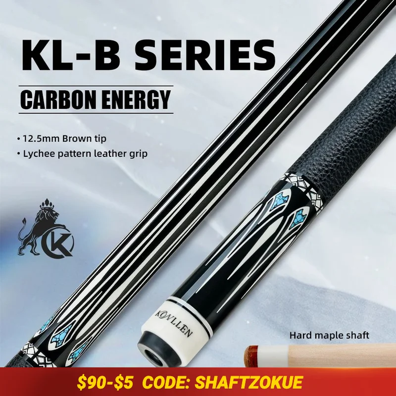 KONLLEN KL-B3/B4 Pool Cue Stick with 12.5mm Tip Carbon Maple