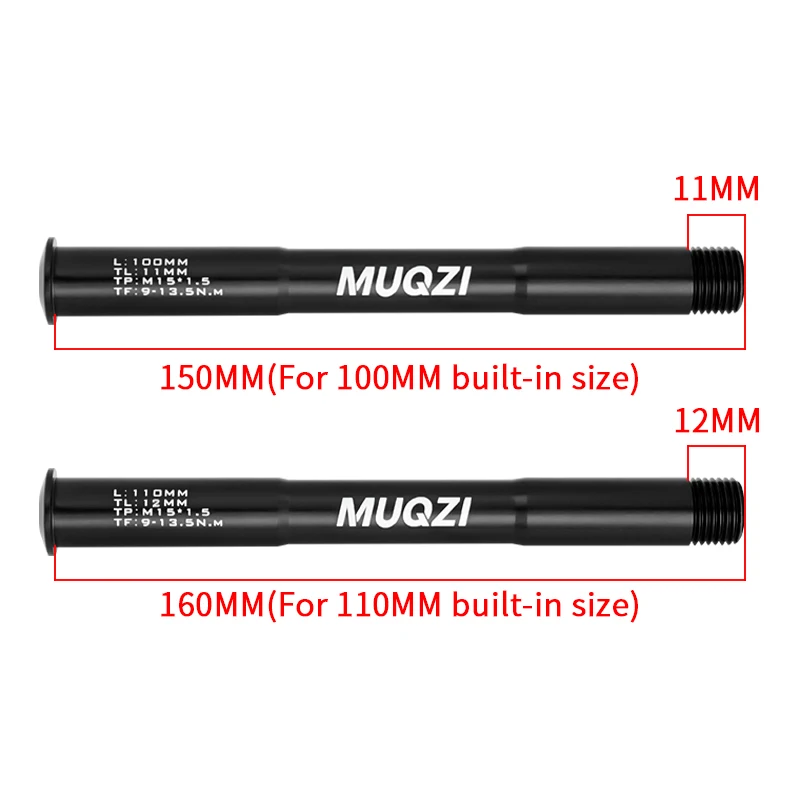 MUQZI M15 M12 MTB Bike Thru Axle P1.75 P1.5 Road Bicycle Front Rear Wheel Hub Shaft Fork Thru Axle Skewers Repleacment Part