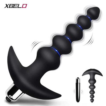 2 In 1 Vibrating Anal Beads Butt Plug Tapered Design Silicone Prostate Massager Bullet Vibrator Sex Toys for Men Women Couples 1