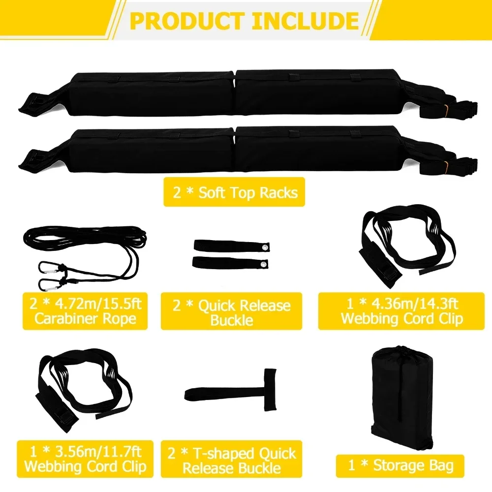 Dakdragers Universele 60Kg Bagage Zachte Auto Imperiaal Pads Pvc 600D Oxford Doek Voor Kajak/Kano/Snowboard/Windsurfen Bagage Carry Belasting Bakdragerstang