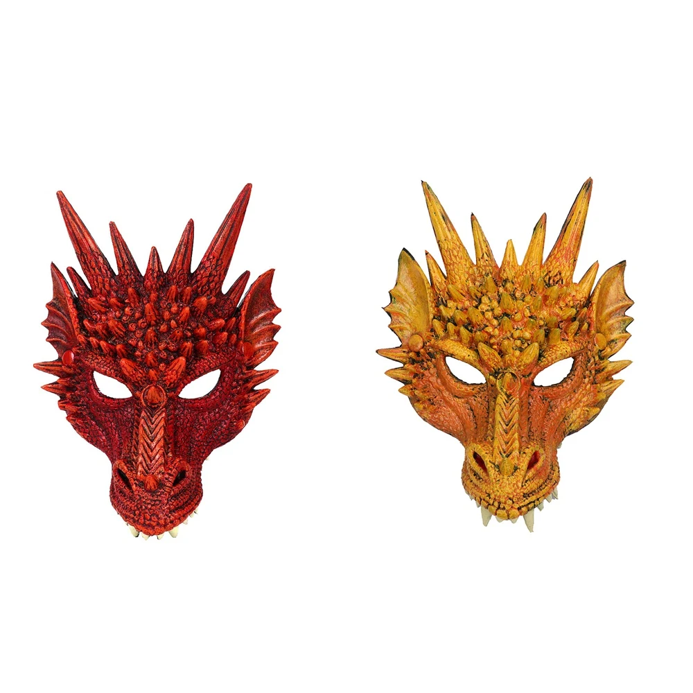 Mardi Gras Halloween Carnival Party PU Foam 3D Chinese Dragon Animal Dragon Mask Cosplay Scary Mask,Silver